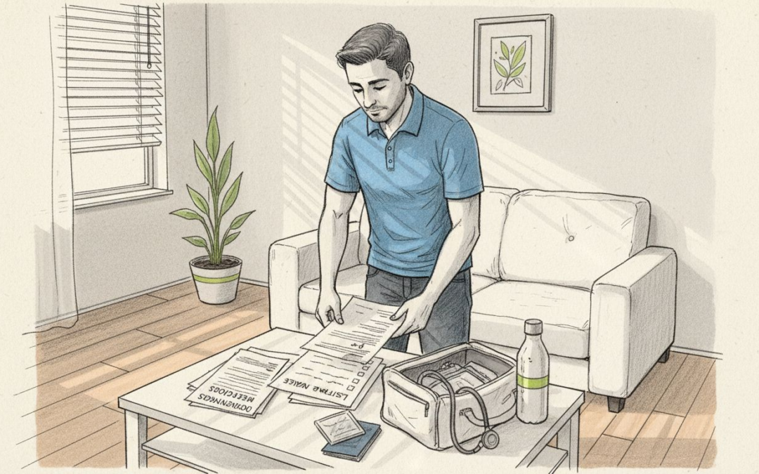 Ingeniero realizando una revisión de seguridad en el hogar con su lista de control