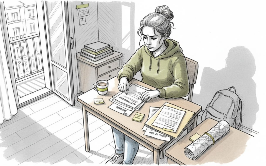 Estudiante gestionando los trámites del seguro para su estancia Erasmus.