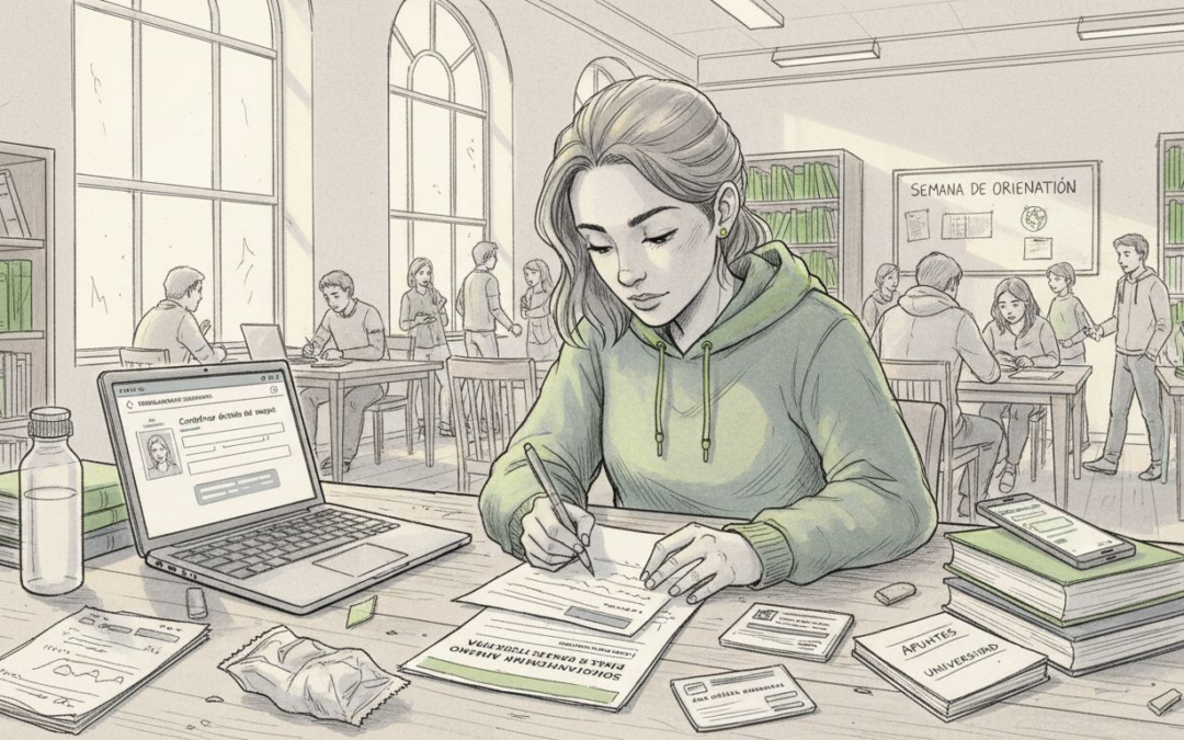 Joven extranjero revisando la documentación de su seguro médico