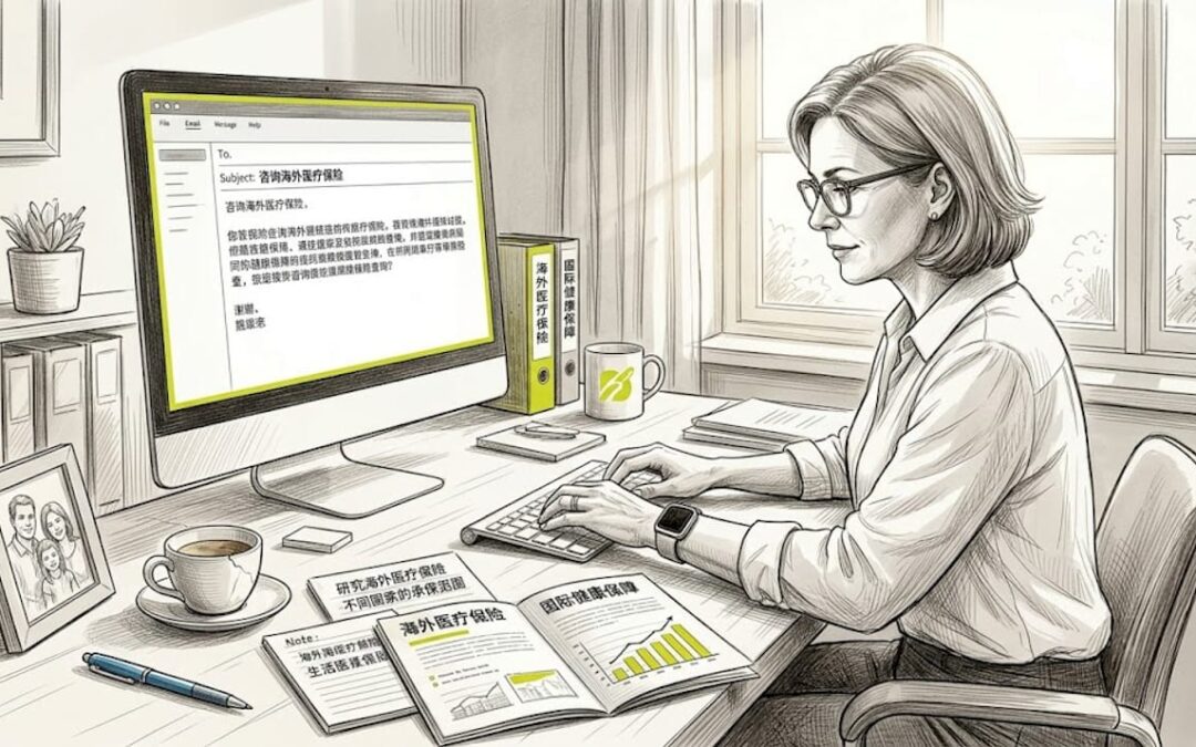 一位女性正在认真查阅有关健康保险的资料，深入了解相关政策和保障内容。