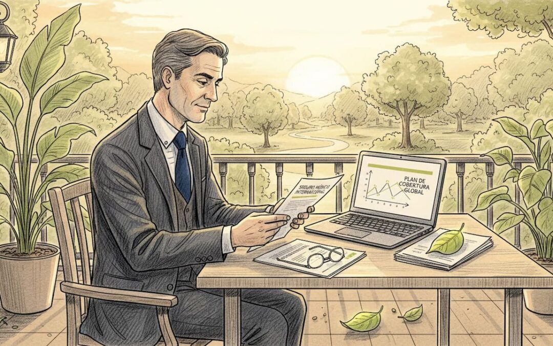 Man reviewing health insurance papers in office