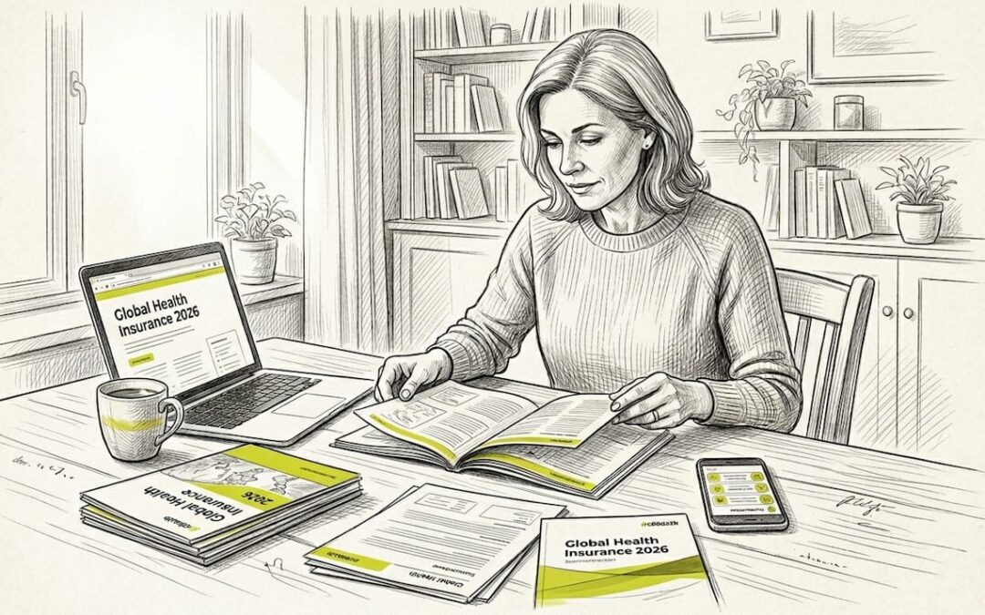 Woman reviewing health insurance papers at kitchen table