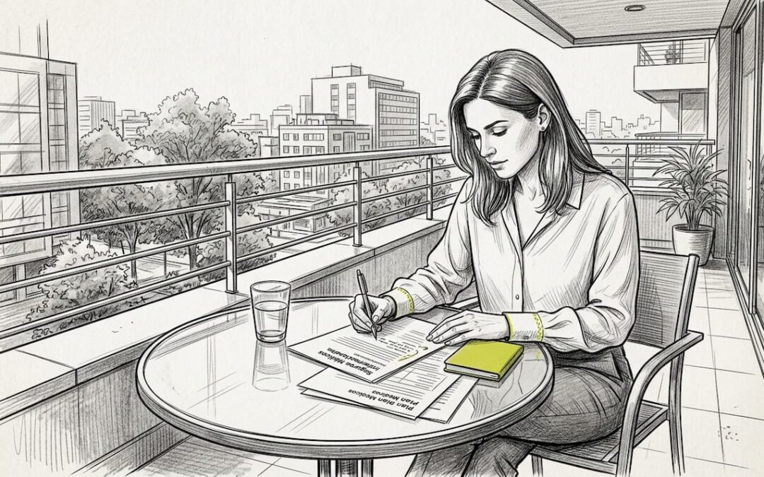 Especialista revisando pólizas y documentación de seguros médicos.