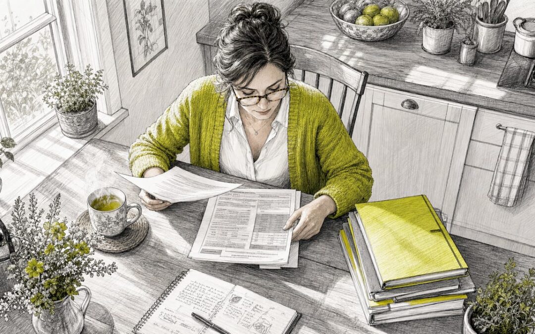 Teacher reviewing travel insurance documents