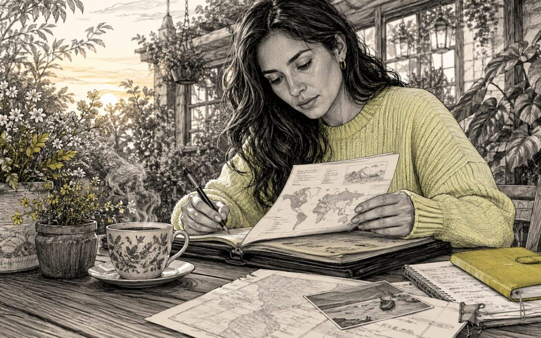 Mujer revisando su documentación de seguro de viaje