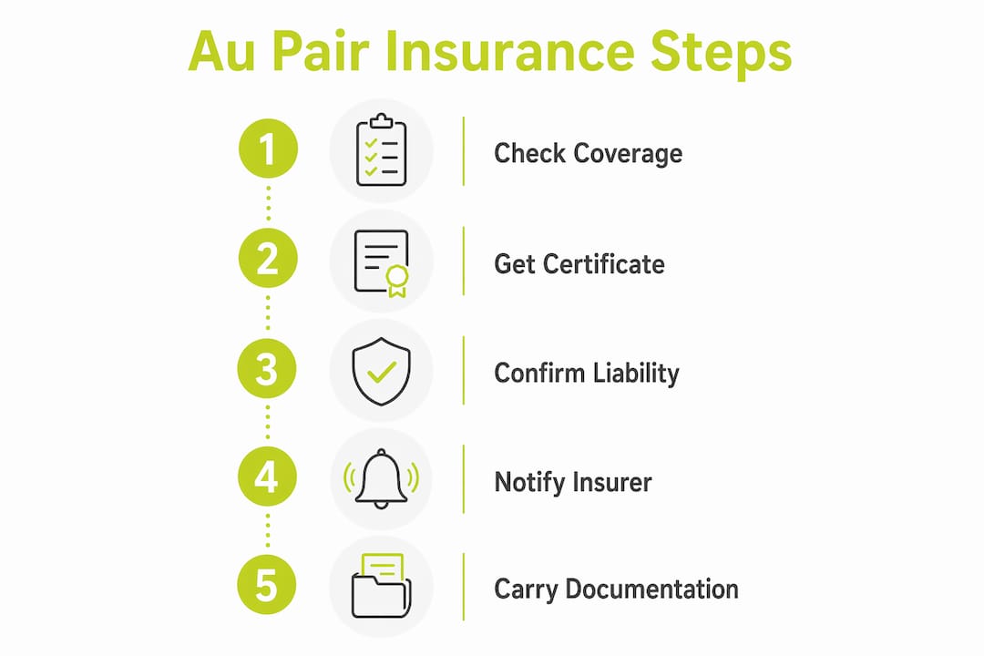 Infographic showing steps for au pair insurance compliance