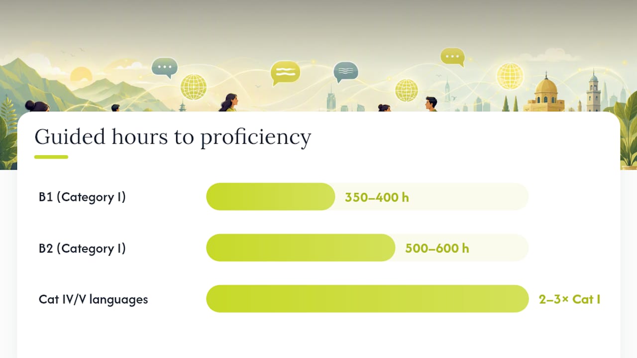 Realistic timelines and what language learning costs in the UK — overview diagram