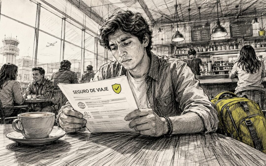 Un viajero disfruta de una lectura tranquila en el aeropuerto de Perú, sintiéndose seguro y relajado mientras espera su vuelo.