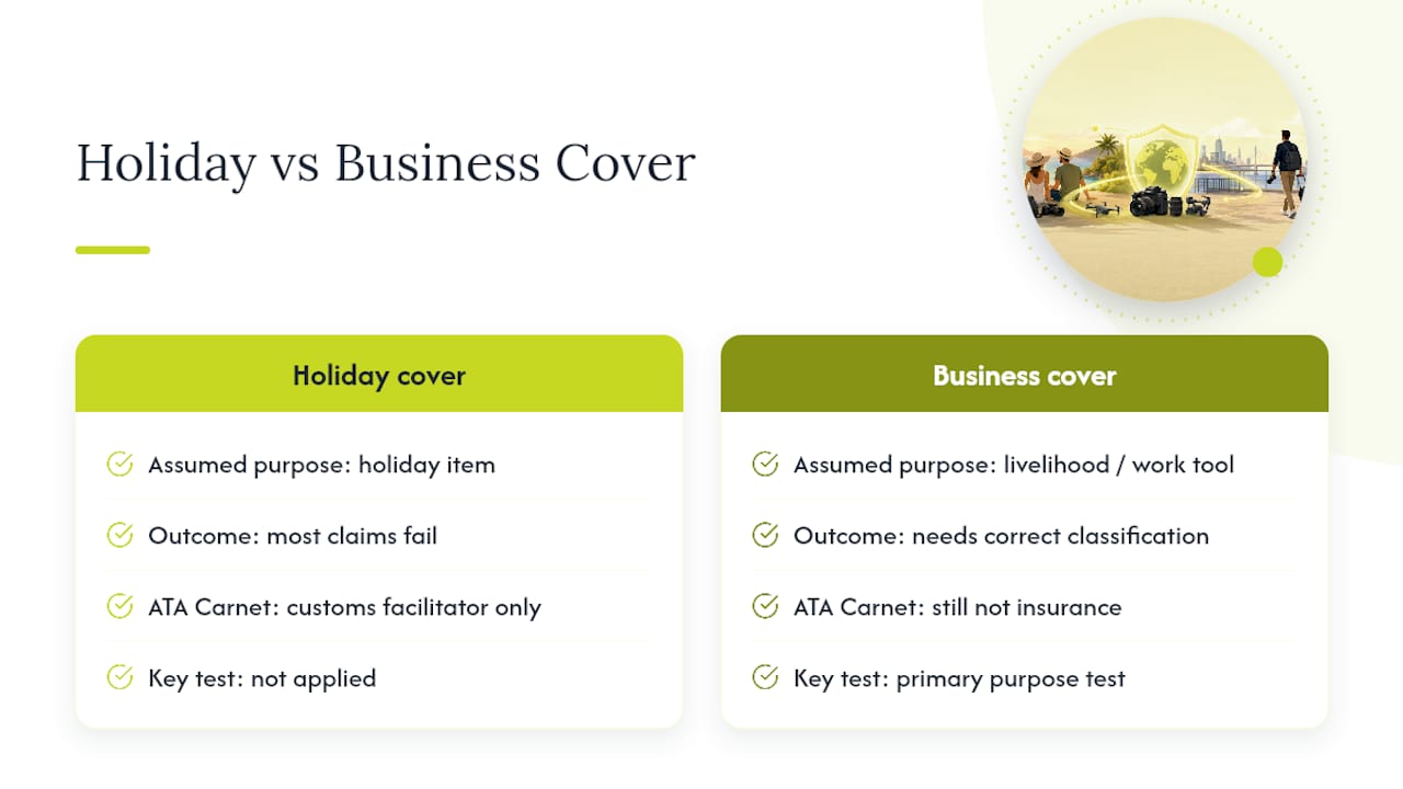 Comparison of holiday and business equipment cover
