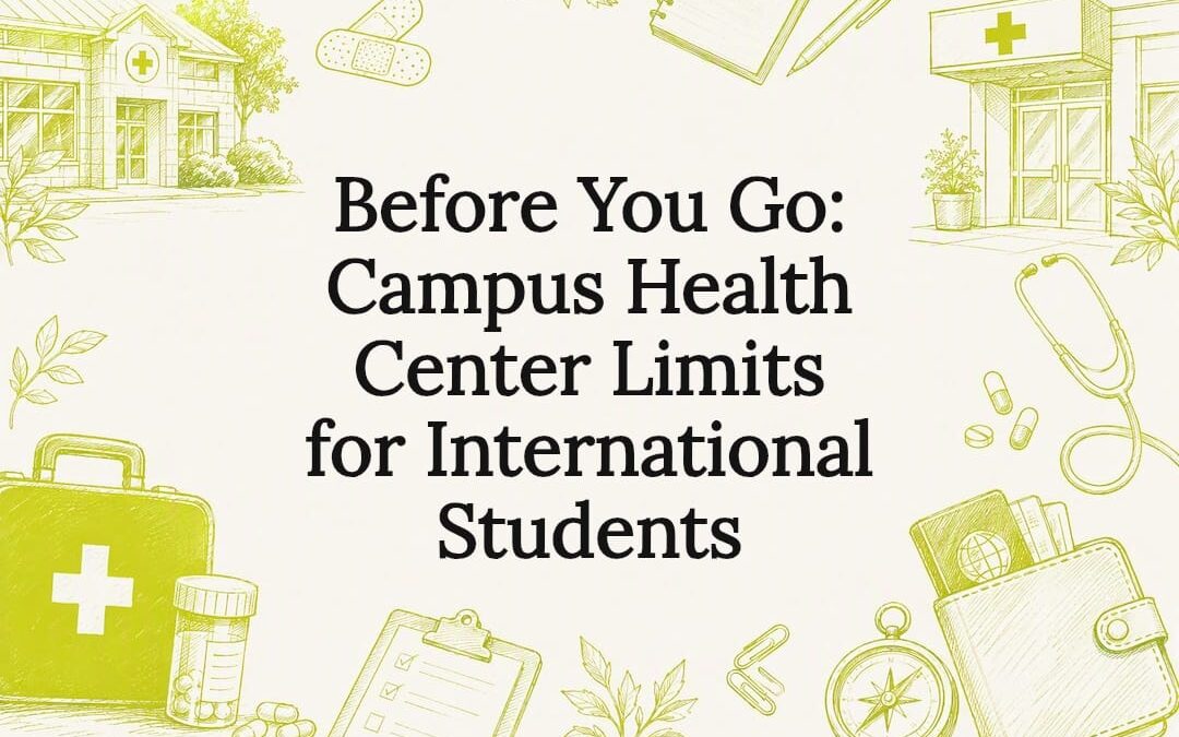 Decorative campus health travel illustration