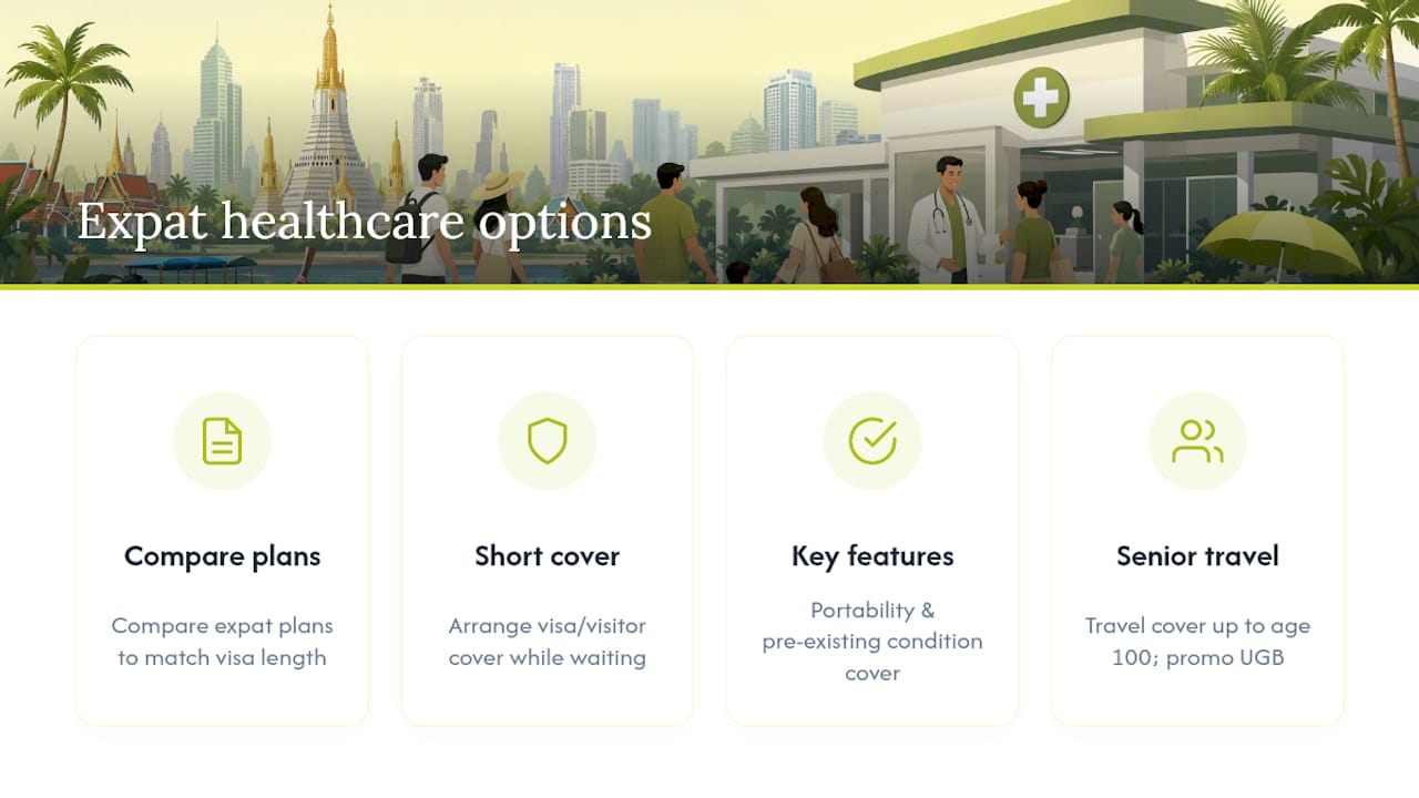 A discreet option for expats sorting out healthcare cover — overview diagram