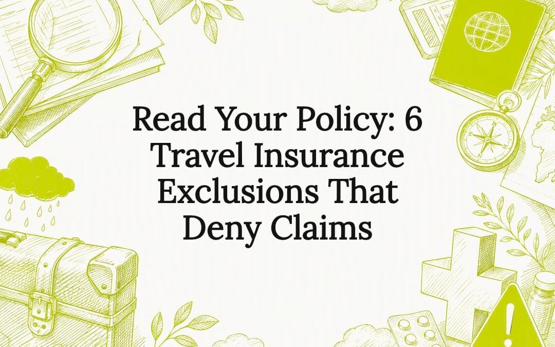 Travel insurance exclusions title card illustration