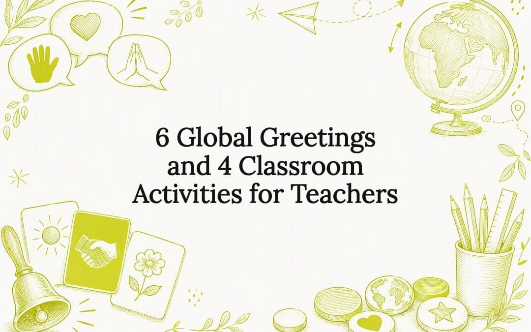 Decorative global greetings classroom title card